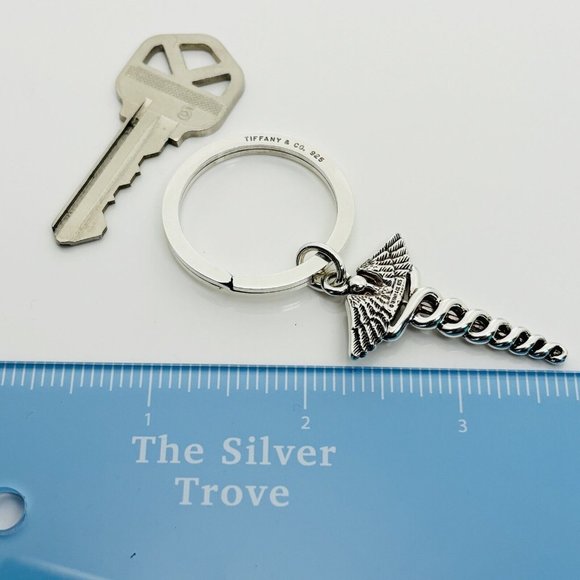 Tiffany & Co Vintage Doctor's Caduceus Key Ring Chain in Sterling Silver - Picture 8 of 8